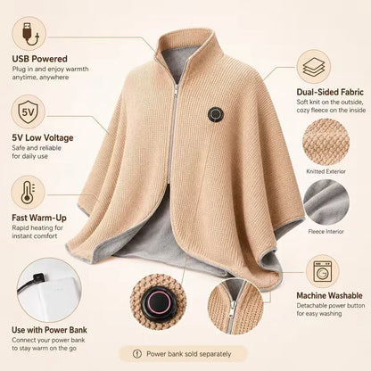 ❄️ 50% DE RÉDUCTION! 🔥 Châle chauffant électrique – Portable & chaud tout l'hiver ✨