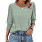 👚 50% DE RÉDUCTION 🔥 Blouse femme manches 3/4 à manchettes froncées – Coupe fluide & décontractée – Parfaite pour le printemps ou l’été – look romantique et intemporel 🌸✨🌿