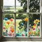 🌺 50% DE RÉDUCTION! 🖼️ Autocollant de Fenêtre Bouquet Floral – Design vibrant, pelable & amovible – Parfait pour maison, café et déco printanière ✨