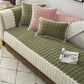 🛋️ 50% DE RÉDUCTION! 🧵 Housse de Canapé Antidérapante en Velours Côtelé – Colour Block avec Dentelle, Douce & Ajustement Universel 🏠