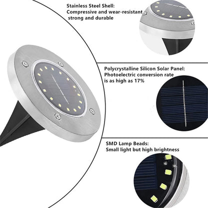 🌞 50% DE RÉDUCTION! 💡 Lampe solaire de sol 8 LED – Acier inoxydable & allumage auto ✨
