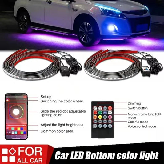 🚗 50% DE RÉDUCTION! 💡 Bandes lumineuses LED RGB flexibles & étanches (4 pièces) – Multicolores, faciles à installer & résistantes – Parfaites pour l'éclairage intérieur extérieur de votre voiture ✨