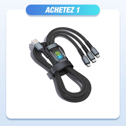 🔥2025 ventes chaudes🔥Chargement super rapide 100w, câble de données transparent 3-en-1