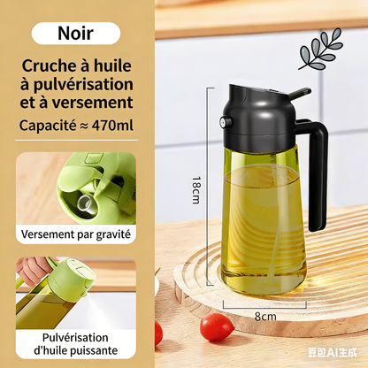 🧴 50% DE RÉDUCTION! ✨ Pulvérisateur & Distributeur d'Huile en Verre 2 en 1 – Design Élégant, Contrôle Du Débit & Facile À Nettoyer Pour Une Cuisine Sain 🫙