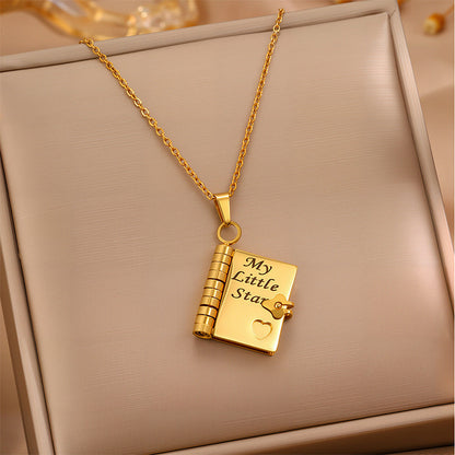👑 50% DE RÉDUCTION! ✨ Collier de Livre My Little Star pour Fille – Cadeau d'Anniversaire & Diplôme, Message Personnalisé & Fini Or ❤️