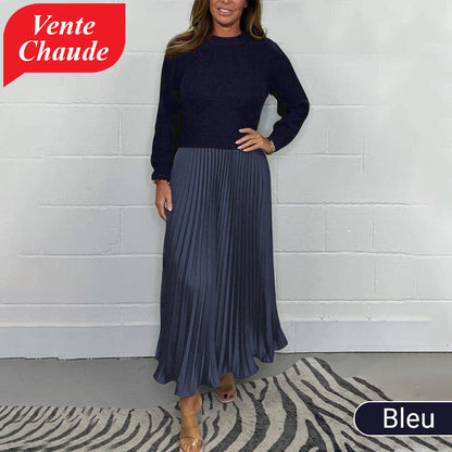 👗 60% DE RÉDUCTION ! ✨ Robe Plissée à Col Rond pour Femmes - Coupe Élégante et Tissu Fluide pour Bureau ou Soirée, Confortable et Stylée 💃📦