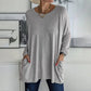 🔥60% DE RÉDUCTION🔥 T-shirt ample femme à manches longues et col rond – Confortable et stylé 👕✨