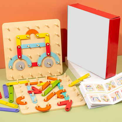 🧩 50% OFF NOW! ✨ Puzzle à Encastrement Montessori - Formes Géométriques en Bois avec Cartes Modèles pour l'Apprentissage Précoce 🎁🎄