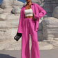 👚 60% DE RÉDUCTION! ✨ Ensemble Deux Pièces pour Femme – Chemise Unie à Boutons & Pantalon à Jambes Larges Noué Devant, Look Tendance & Confortable 🌸