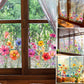 🌺 50% DE RÉDUCTION! 🖼️ Autocollant de Fenêtre Bouquet Floral – Design vibrant, pelable & amovible – Parfait pour maison, café et déco printanière ✨