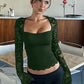 👕 60% DE RÉDUCTION! 🌸 T-shirt Femme Manches Longues Transparentes – Dentelle Florale, Volants Romantiques & Look Tendance ✨