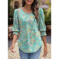 👚 50% DE RÉDUCTION 🔥 Blouse femme manches 3/4 à manchettes froncées – Coupe fluide & décontractée – Parfaite pour le printemps ou l’été – look romantique et intemporel 🌸✨🌿