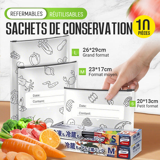 🥦 ACHETEZ 3 - RECEVEZ 2 GRATUITS ! ✨ Sacs de Conservation Aluminium Réutilisables - Garde les Aliments Frais Plus Longtemps, Écologiques et Lavables 🌱📦