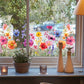 🌺 50% DE RÉDUCTION! 🖼️ Autocollant de Fenêtre Bouquet Floral – Design vibrant, pelable & amovible – Parfait pour maison, café et déco printanière ✨