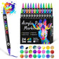 🔥 50 % de réduction ! 🎨✨ Stylo à peinture acrylique à double pointe – 24/48/72 couleurs 🌈🖌️