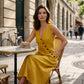 👗 50% DE RÉDUCTION! ✨ Robe Longue à Poches en Coton-Lin – Coupe Enveloppante, Boutons Asymétriques & Style Chic Pour Un Confort Élégant 🌸