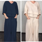 👚 60% DE RÉDUCTION! 🌾 Ensemble 2 Pièces en Coton-Lin – Haut à Encolure V & Pantalon Large, Ourlet Irrégulier, Respirant & Élégant 🍂