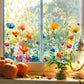 🌺 50% DE RÉDUCTION! 🖼️ Autocollant de Fenêtre Bouquet Floral – Design vibrant, pelable & amovible – Parfait pour maison, café et déco printanière ✨