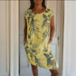 🌷 50% DE RÉDUCTION ! 🍀 Robe à Col Rond à Imprimé Botanique – Vente de Printemps – Tissu Léger, Motif Naturel & Coupe Décontractée 🌸