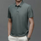 👕 50% DE RÉDUCTION ❄️ Polo manches courtes homme en soie glacée – Double graphisme poitrine & poignets – Respirant, léger & anti-transpirant – parfait pour le sport, le bureau ou l’été 🏌️‍♂️