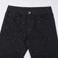 👖 50% DE RÉDUCTION! ✨ Jean Slim Noir Orné de Strass – Confort Extensible, Style Éblouissant & Parfait pour des Looks Tendance 🖤