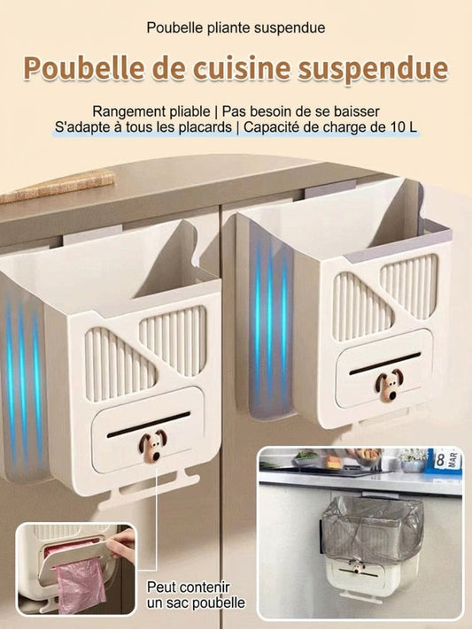 🗑️ 50% DE RÉDUCTION ! 🏠 Poubelle de Cuisine Pliable & Suspendue – Gain de Place, Facile à Nettoyer & Design Pratique ✨