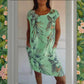 🌷 50% DE RÉDUCTION ! 🍀 Robe à Col Rond à Imprimé Botanique – Vente de Printemps – Tissu Léger, Motif Naturel & Coupe Décontractée 🌸