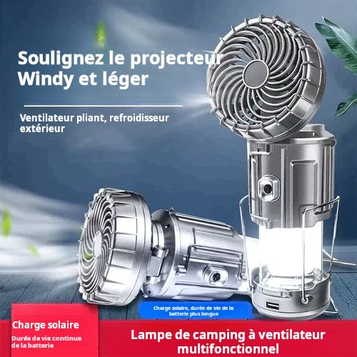 🏕️ 50% de réduction 💡 Lanterne Camping LED Portable – Ventilateur Intégré, Rechargeable, 3 en 1 (Lumière, Ventilation, Batterie Externe) 🔋🌀📦