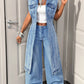 👗 50% DE RÉDUCTION! 👖 Robe Gilet en Jean Sans Manches Fente Haute – Coupe fluide, denim léger & style tendance – Parfaite pour l'été et les journées décontractées ☀️