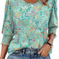 👚 50% DE RÉDUCTION 🔥 Blouse femme manches 3/4 à manchettes froncées – Coupe fluide & décontractée – Parfaite pour le printemps ou l’été – look romantique et intemporel 🌸✨🌿