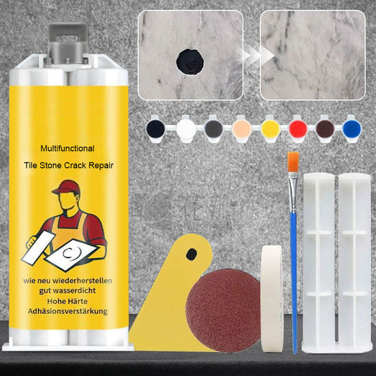 🧱 ACHETEZ 2 - RECEVEZ 1 GRATUIT ! ✨ Kit de Réparation pour Fissures (Carreaux/Pierre) - Coloration Précise et Résistance à l'Eau, Application Facile sans Outils 🛠️📦
