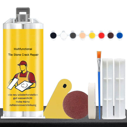 🧱 ACHETEZ 2 - RECEVEZ 1 GRATUIT ! ✨ Kit de Réparation pour Fissures (Carreaux/Pierre) - Coloration Précise et Résistance à l'Eau, Application Facile sans Outils 🛠️📦