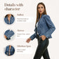 🧥 50% DE RÉDUCTION 🌸 Veste en jean pour femme à volants et devant ouvert – Légère & féminine – Polyvalente, chic – parfaite pour la mi-saison ou les soirées d’été 👗