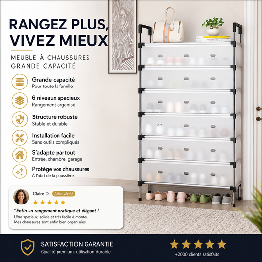 👟 50% DE RÉDUCTION! 🏠 Étagère à Chaussures à Plusieurs Niveaux – Grande capacité, robuste & gain de place – Idéale pour ranger toute votre collection dans l'entrée ✨