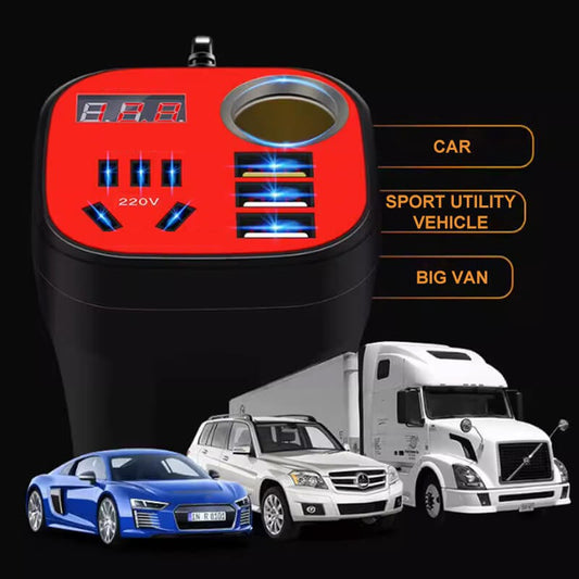 🚗 50% DE RÉDUCTION ! ⚡ Convertisseur de Type Tasse Monté sur Voiture - Chargeur QC 3.0 + Ports USB, Alimentation 12V/24V pour Voyage/Bureau 🔋📱