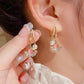 🍂 50% DE RÉDUCTION ! ✨ Boucles d'oreilles feuille d'abricot – Détails délicats, Perles d'imitation & Style naturel 🍃