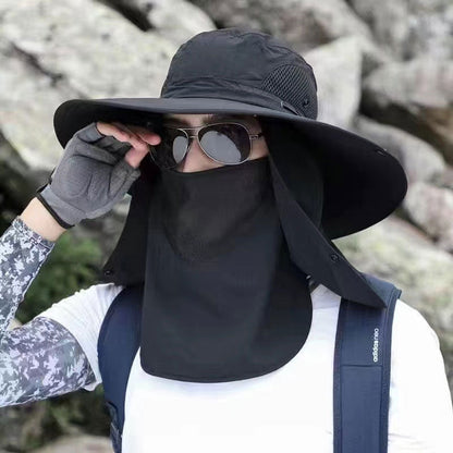 🧢 50% DE RÉDUCTION ☀️ Chapeau de soleil professionnel UPF50+ – Large bord + masque facial – Respirant, anti-insectes & protection solaire totale – idéal pour randonnée, jardinage ou plage en été 🏞️