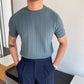 👕 50% DE RÉDUCTION! 🧶 Pull Homme Col Rond Manches Courtes Motif Torsadé – Design Élégant, Tissu Doux & Parfait Pour Le Quotidien 🏠