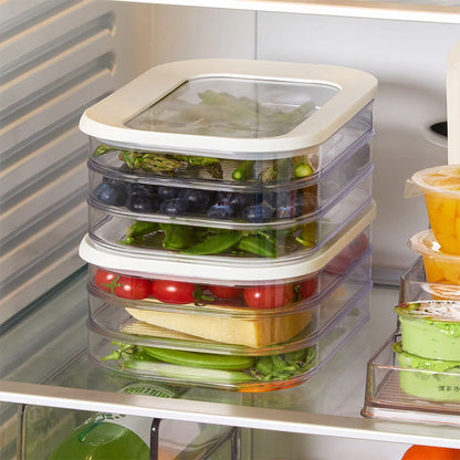 🥗 50% DE RÉDUCTION! 🧊 Boîtes alimentaires 3 étages – Réutilisables, couvercle transparent & gain de place ✨