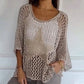 🔥Fête des mères - 59% de réduction🔥Haut en résille tricoté au crochet à col rond pour femmes