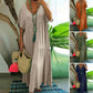 👗 50% DE RÉDUCTION 🌸 Robe longue décontractée femme – Col V, coupe ample & coton doux – Parfaite pour l’été, les journées chaudes ou un look décontracté chic – légère, respirante et facile à porter ✨🌿