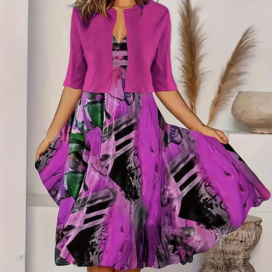 👗 50% DE RÉDUCTION! 🌿 Robe Deux Pièces Élégante & Fine pour Femmes – Haut & Jupe Coordonnés, Coupe Minceur & Look Chic ✨