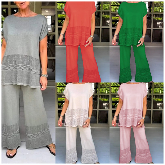 👚 60% DE RÉDUCTION ! 👖 Ensemble 2 pièces femme (haut manches courtes & pantalon) – Tissu respirant, Coupe confortable & Style minimaliste 🛍️