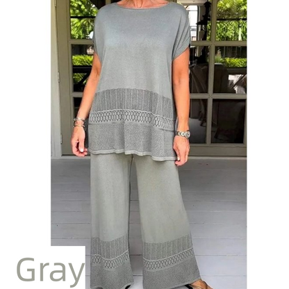 👚 60% DE RÉDUCTION ! 👖 Ensemble 2 pièces femme (haut manches courtes & pantalon) – Tissu respirant, Coupe confortable & Style minimaliste 🛍️