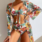 👙 50% DE RÉDUCTION 🌺 Ensemble de maillot de bain 3 pièces à imprimé floral tropical – Bikini ajustable, taille haute & paréo assorti – parfait pour la plage ou la piscine 🏖️
