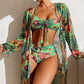 👙 50% DE RÉDUCTION 🌺 Ensemble de maillot de bain 3 pièces à imprimé floral tropical – Bikini ajustable, taille haute & paréo assorti – parfait pour la plage ou la piscine 🏖️