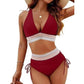 🔥 50% DE RÉDUCTION ! 🩱 Bikini taille haute avec contrôle ventre & patchwork coloré – 6 couleurs, ajustable & ultra flatteur – parfait pour l'été 💕