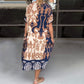 🌸Robe midi imprimée et décontractée avec décolleté en V