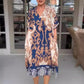 🌸Robe midi imprimée et décontractée avec décolleté en V