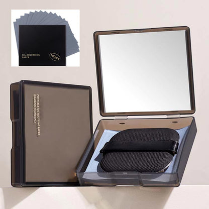 🔥ACHETEZ 1 GER 1 FERR🔥100 pièces de papier matifiant pour le visage avec miroir et houppette